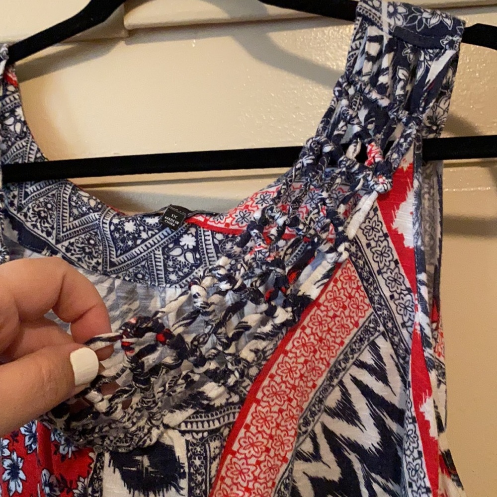 RXB Aztec Floral Mixed Pattern Tank-top Blouse - Picture 2 of 4